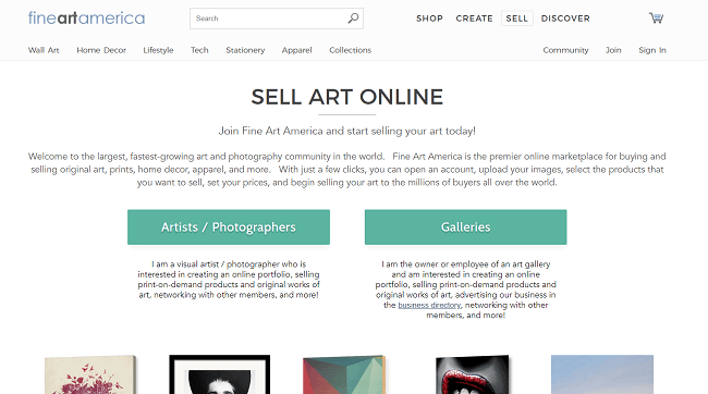 Fine Art America Homepage