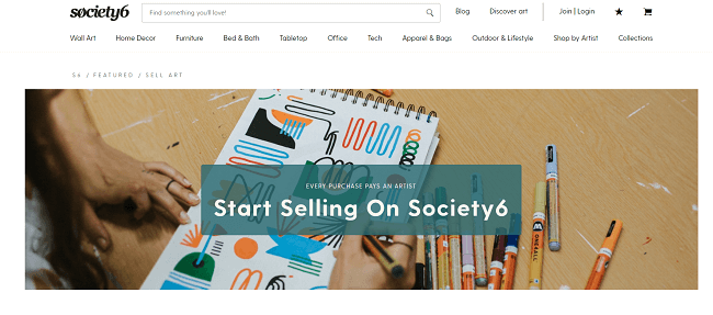 Society6 Homepage