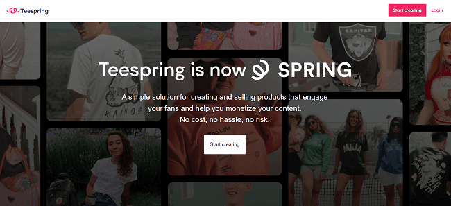 Teespring Homepage