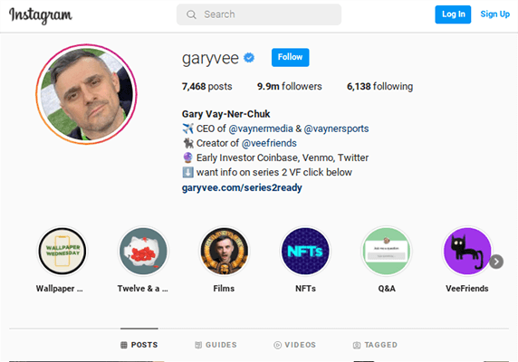 gary vee instagram profile