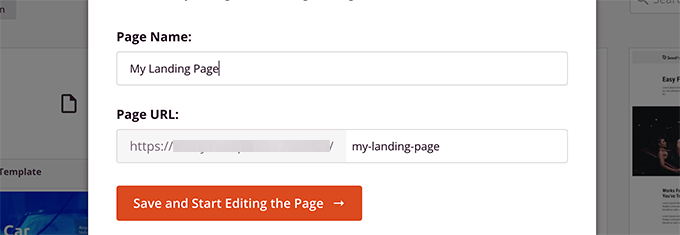 Landing page name