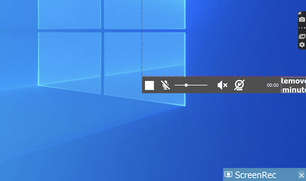 how to record screen on windows: the ScreenRec recoridng bar during a capture