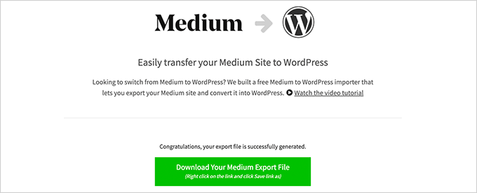 Download your WordPress compatible import file
