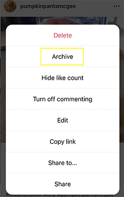 Keep your feed tidy by archiving posts