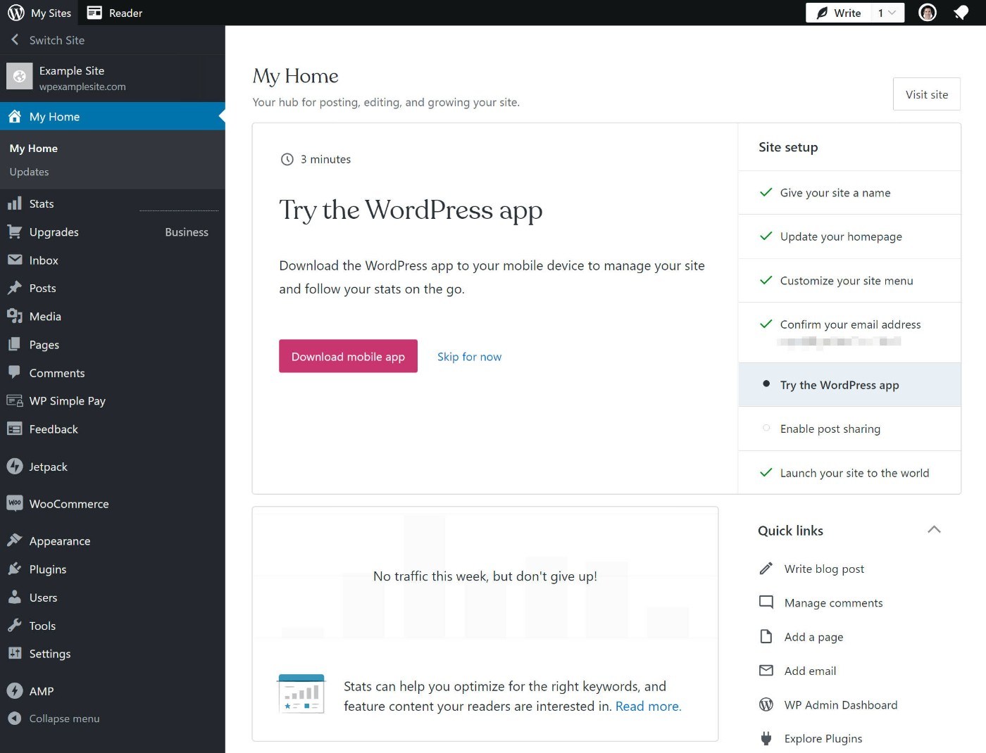 WordPress.com dashboard