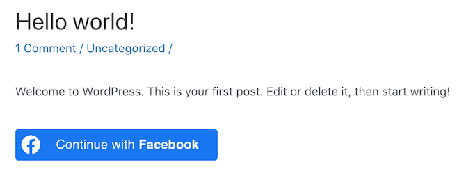 A Facebook social login button