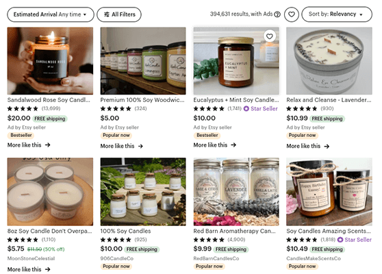 etsy soy candles