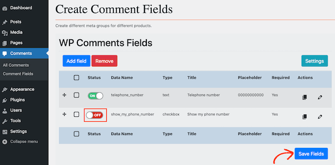 Removing a field from your custom comment form
