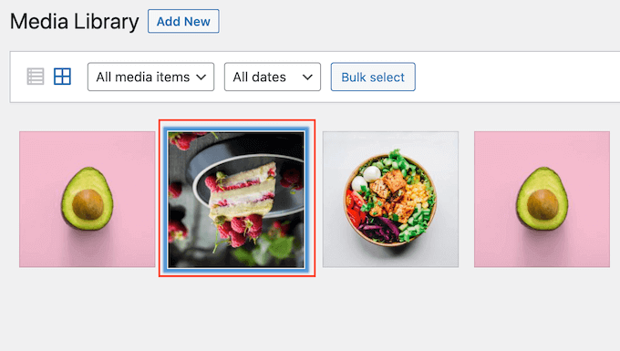 A flipped image in the WordPress media library