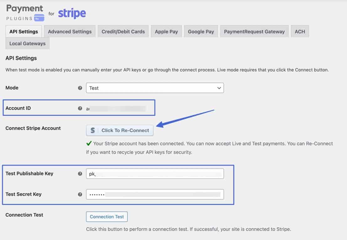 connect to Stripe to accept ACH payments