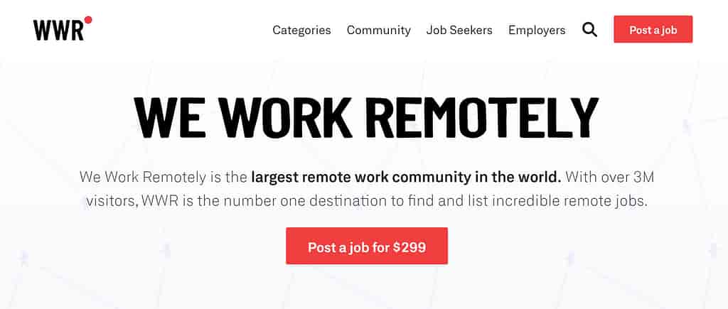 We Work Remotely homepage