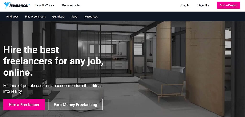 Freelancer.com homepage