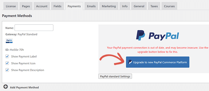 Upgrade to PayPal Commerce