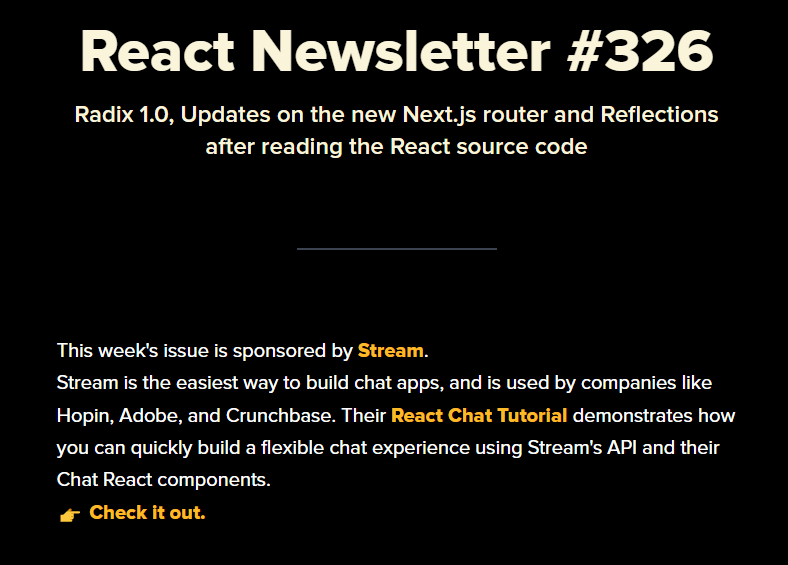 Sponsored Content in React Newsletter