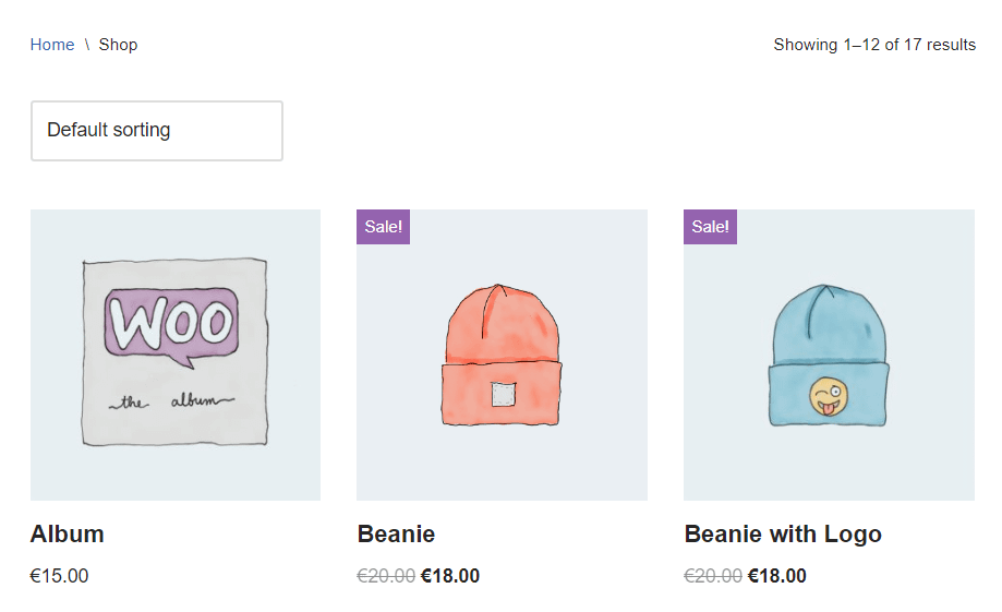 WooCommerce front page
