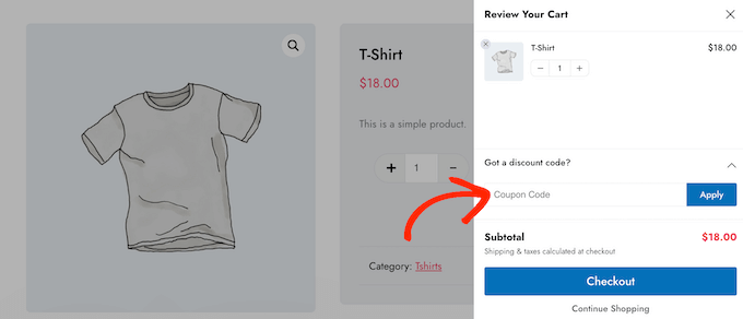 Adding coupon codes to a sliding side cart in WooCommerce