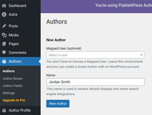 publishpress authors add author