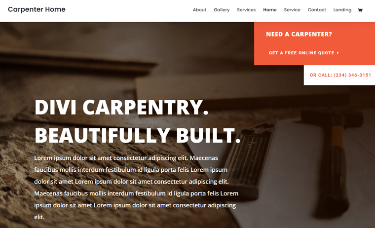 Divi Carpenter WordPress Theme