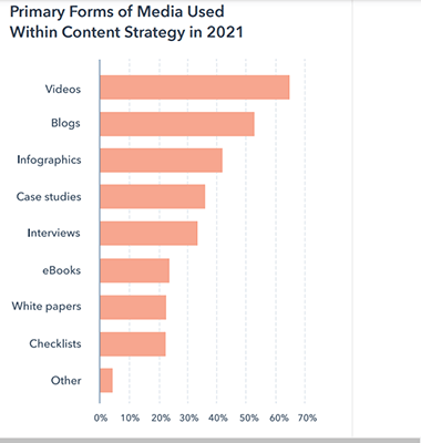 Video was the primary form of media used within marketing strategies in 2021
