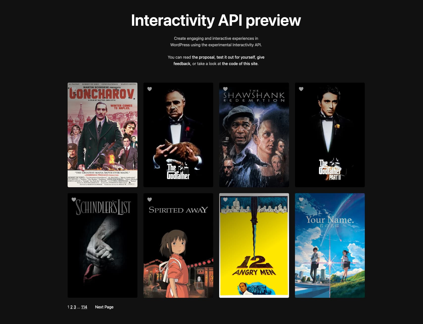 WP Movies - an example of Interactivity API in action