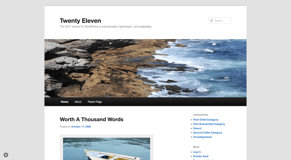 The Twenty Eleven theme home page.