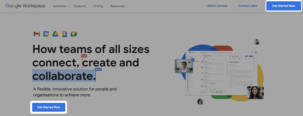 The Google Workspace home page.