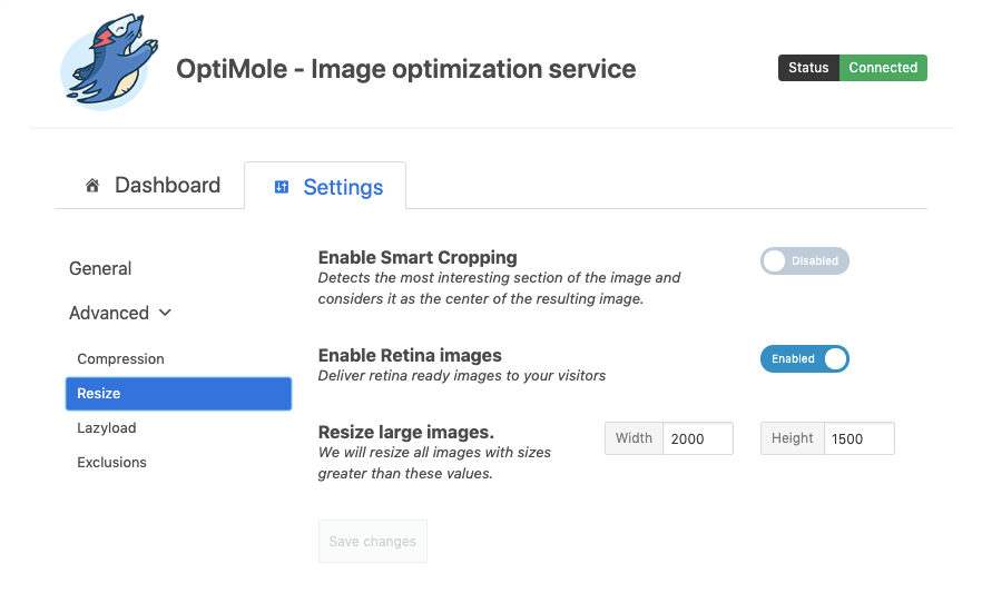 OptiMole Image Resizing for better mobile page speed