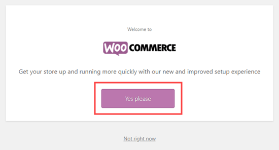 Click the button to start the setup wizard for WooCommerce