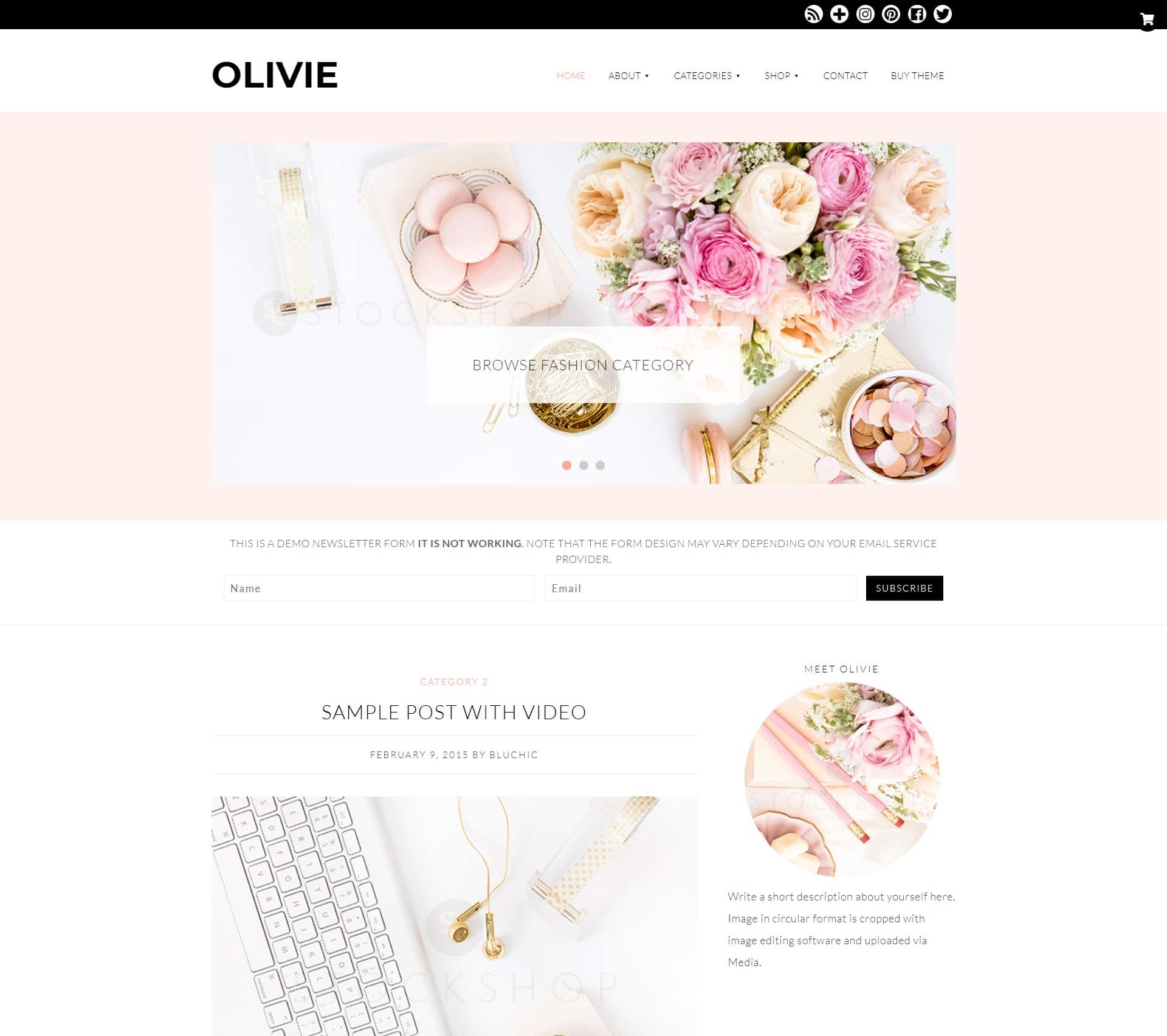 Olivie – Feminine WordPress Theme for Female Lifestyle Bloggers