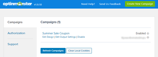 Your WooCommerce popup should now appear in your list of campaigns
