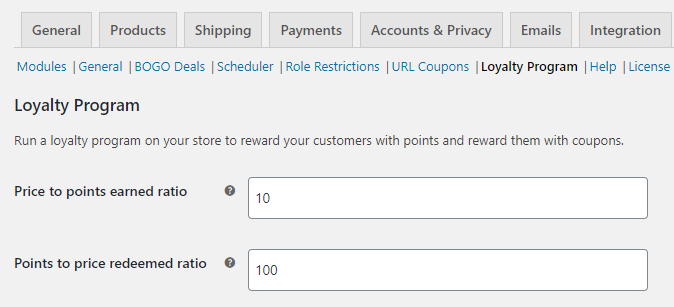 The ratio of points earned per $1 spent and points needed to get $1 off