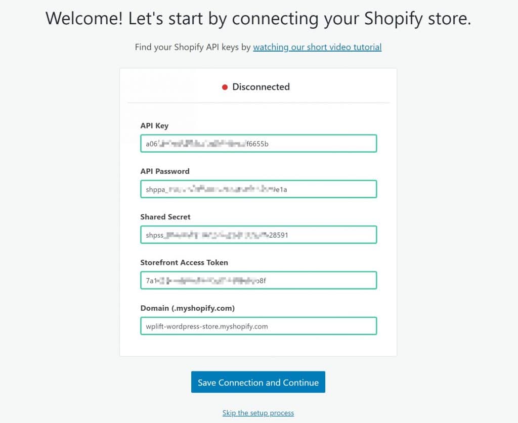 Add Shopify API Keys to WordPress