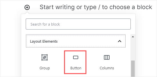 Adding a 'Button' block to your post or page in WordPress