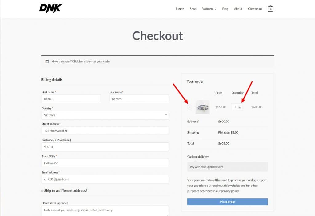 Edit cart on checkout page with WooCommerce Direct Checkout