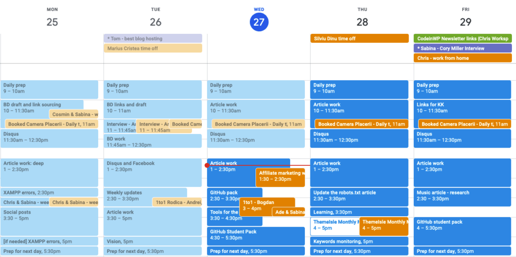 When learning how to stay focused at work a schedule like this organizes your day and sets limits.