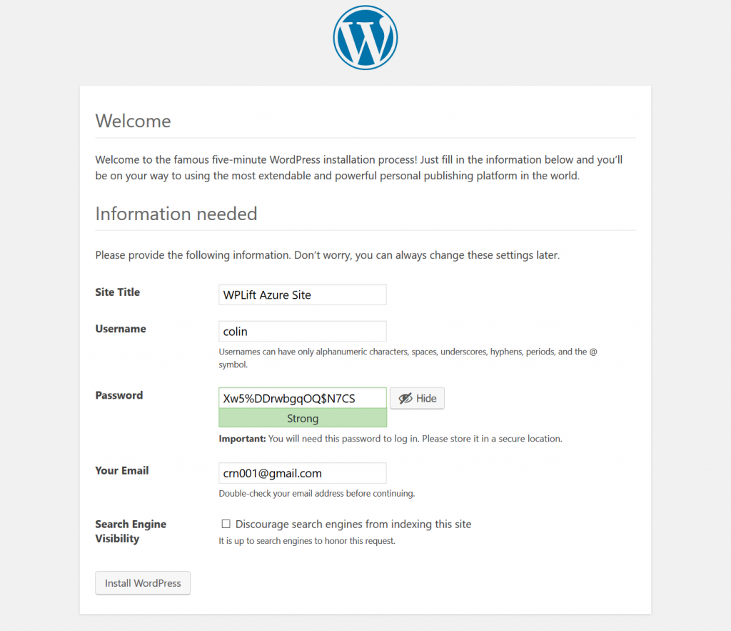 Set up WordPress on Azure