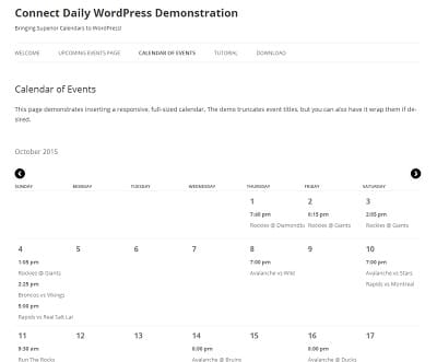 connectDaily Events Calendar demo