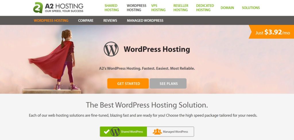 A2 Hosting fast speed cheap wordpress hosting