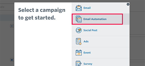Select email automation campaign