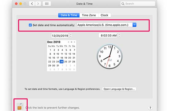 Sync date and time and settings in Mac