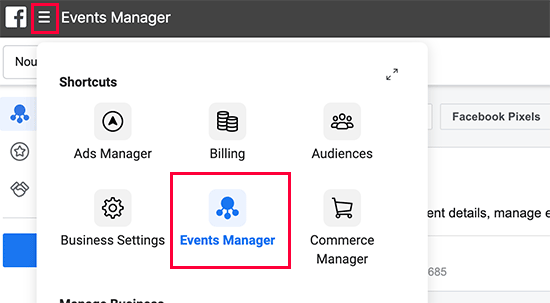 Facebook event manager