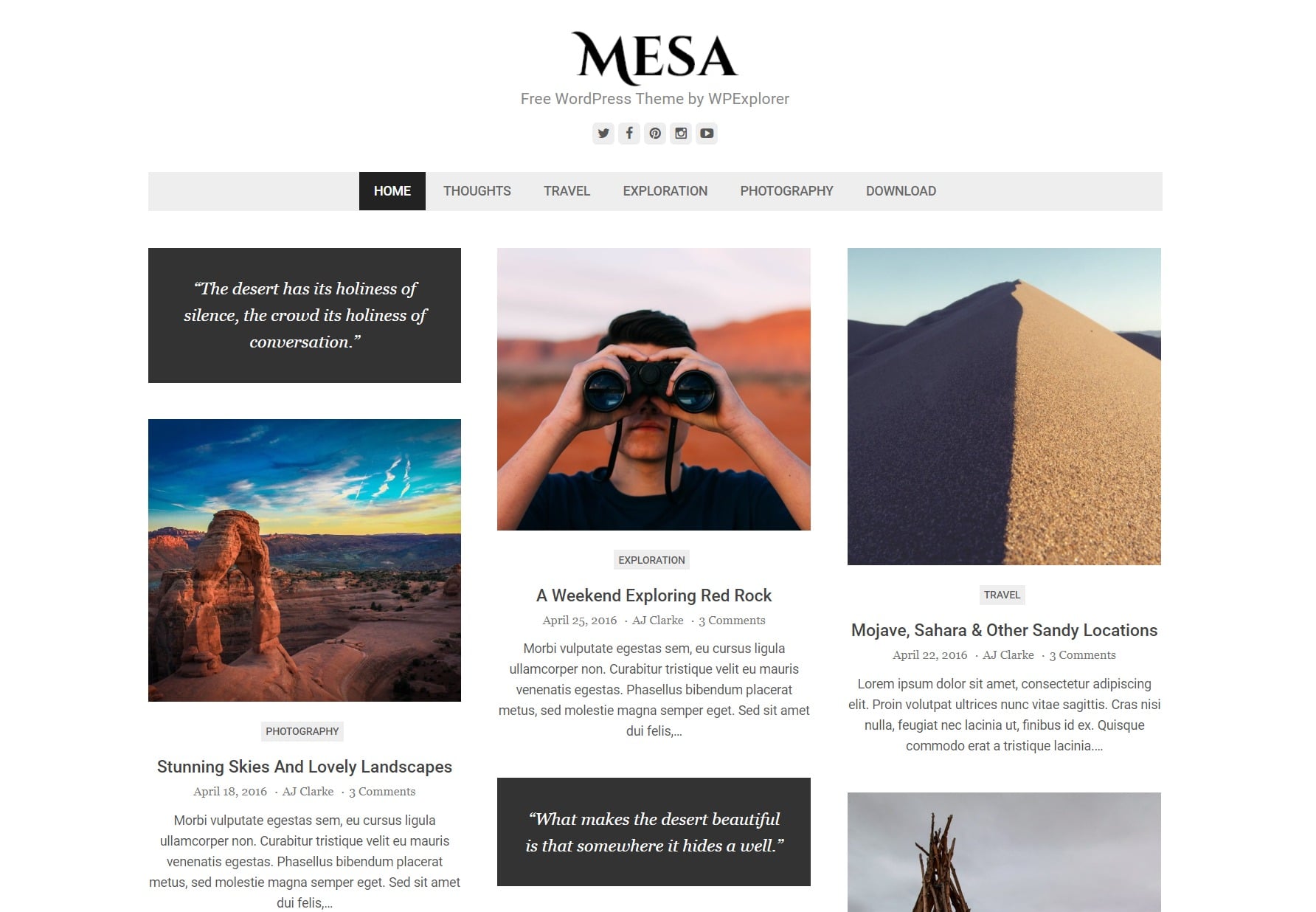 mesa clean wordpress blog theme