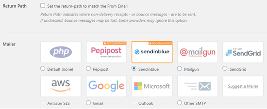 Select Sendinblue as your mailer in WP Mail SMTP