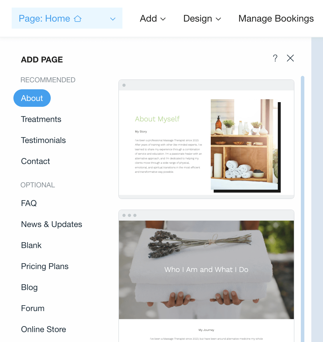 wix suggested pages
