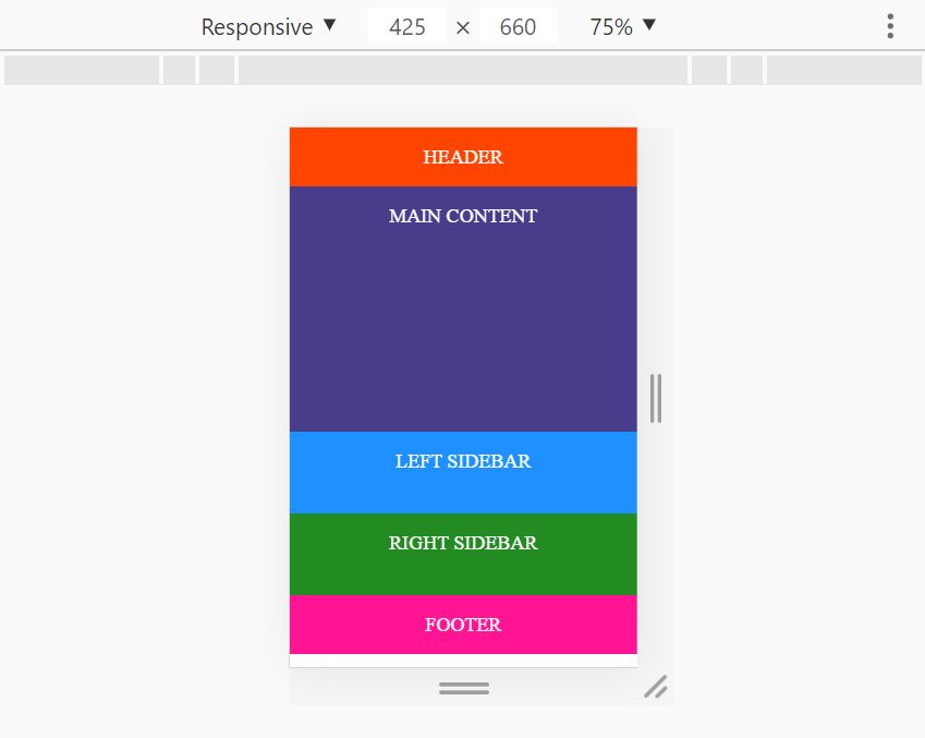 Holy Grail Layout with Flexbox on mobile devices