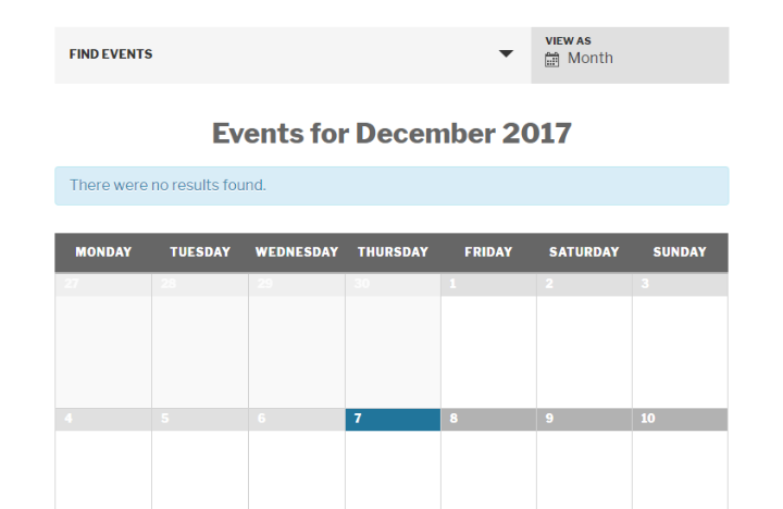 events calendar example