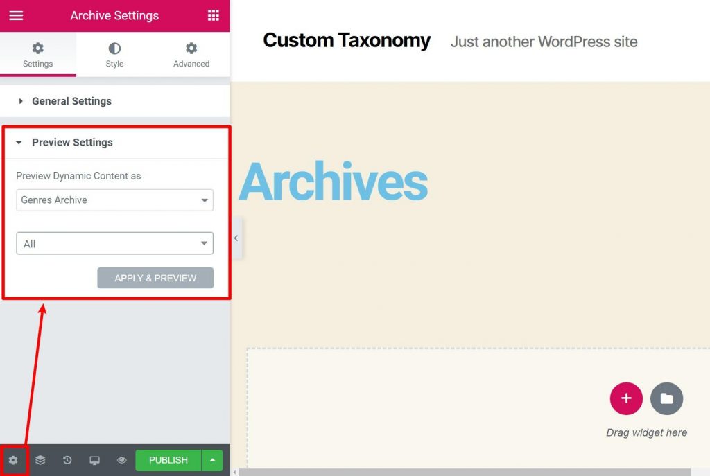 Preview taxonomy content