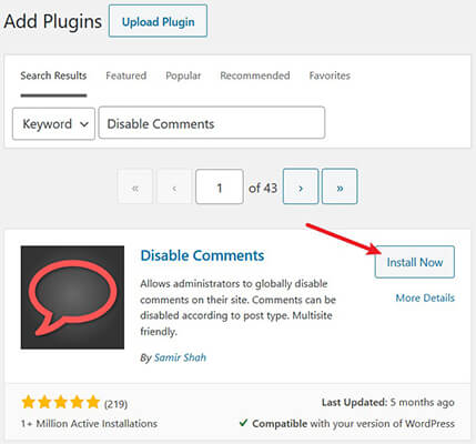 install disable comments plugin