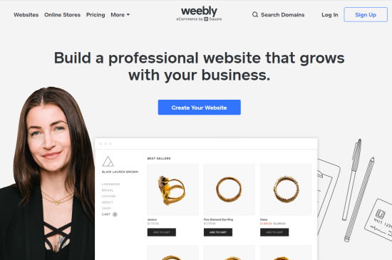 Weebly's eCommere platform website