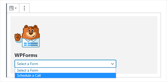 Selecting the correct form from the WPForms dropdown